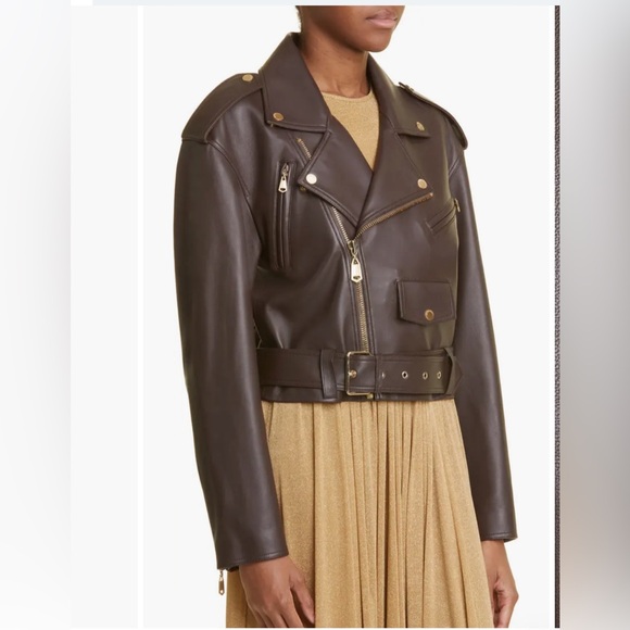 ZIMMERMANN LUMINOSITY BIKER LEATHER JACKET SZ 0 ESPRESSO - Picture 7 of 11